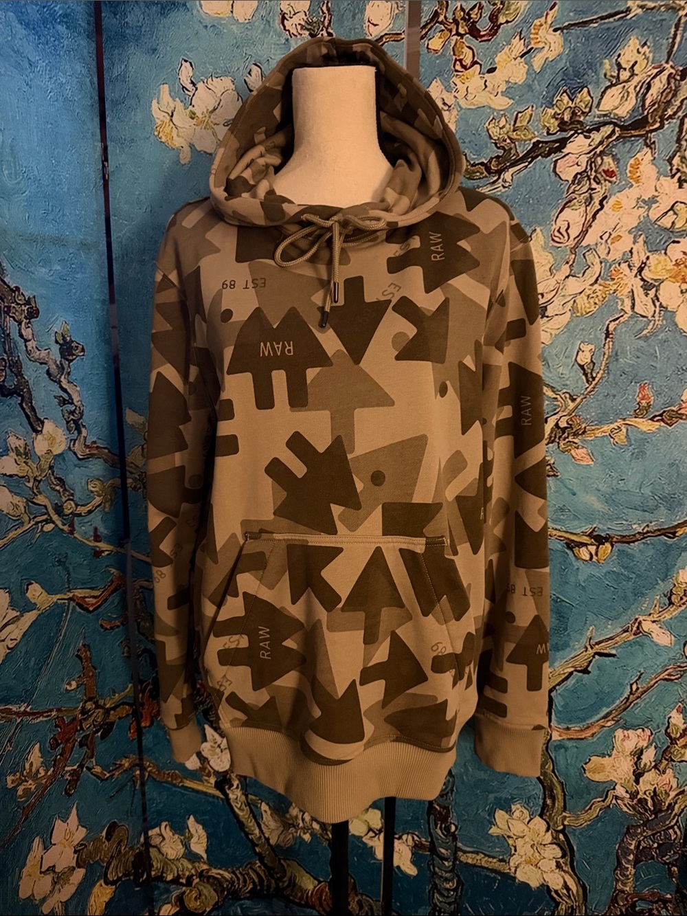 G-Star Raw Men's Arrow Camo Hooded Sweater Hoodie Beige Khaki M